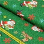 Tecido Estampado para Patchwork - Natal: Noel e Rudolph Verde (0,50x1,40)