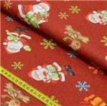 Tecido Estampado para Patchwork - Natal: Noel e Rudolph Vermelho (0,50x1,40)