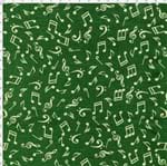 Tecido Estampado para Patchwork - Notas Musicais com Textura Verde Cor 02 (0,50x1,40)