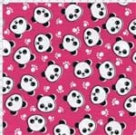 Tecido Estampado para Patchwork - Panda: Panda com Patas Fundo Pink (0,50x1,40)