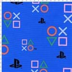 Tecido Estampado para Patchwork - Playstation Symbols PS Fundo Azul (0,50x1,40)