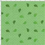 Tecido Estampado para Patchwork - Roda de Cores Mini Folha Verde com Poá (0,50x1,40)