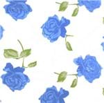 Tecido Estampado para Patchwork - Roses By Mirella Nakata: Rosas Grande Azul Fundo Branco (0,50x1,40)