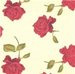 Tecido Estampado para Patchwork - Roses By Mirella Nakata: Rosas Grande Bordô Fundo Bege (0,50x1,40)