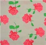 Tecido Estampado para Patchwork - Roses By Mirella Nakata: Rosas Grande Vermelha Fundo Cinza (0,50x1,40)