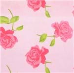 Tecido Estampado para Patchwork - Roses By Mirella Nataka: Rosas Grande Rosê Fundo Rosa (0,50x1,40)