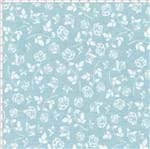 Tecido Estampado para Patchwork - Shabby Chic Mini Rosas Brancas Fundo Azul (0,50x1,40)