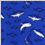 Tecido Estampado para Patchwork - Tubarão Fundo Azul Cor 02 (0,50x1,40)