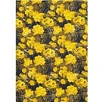 Tecido Jacquard Estampado Floral Amarelo e Preto - 1,40m de Largura