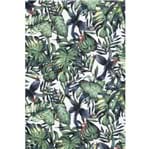 Tecido Jacquard Estampado Tropical Costela Verde - 1,40m de Largura