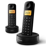 Telefone Sem Fio Philips D130 Duo D1302B/55 com Identificador de Chamadas - Preto