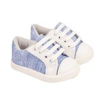 Tênis Soft para Bebê Menino em Tecido Jeans com Cadarço Azul Escuro/Branco