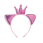 Tiara Acessório Carnaval Arco Gatinha Coroa Princesa Rosa