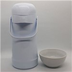 Tigela Molhadeira em Porcelana com Garrafa Térmica Termolar 500 Ml Branca Kit Higiene em Porcelana