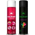 Tinta Spray Colorart - Fosforescente 300ml + Fundo Branco para Luminosos 300ml