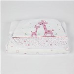 Toalha de Banho Feminino com Capuz Branca e Rosa Girafa