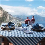 Toalha de Mesa Amalfi Azul 100% Algodao 1.8x2.20 Retangular