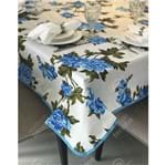 Toalha de Mesa em Gorgurinho Floral Azul 1,50m X 1,50m