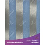 Toalha de Mesa Quadrada em Tecido Jacquard Azul e Dourado Listrado Tradicional