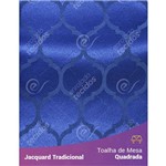 Toalha de Mesa Quadrada em Tecido Jacquard Azul Royal Geométrico Tradicional