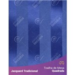 Toalha de Mesa Quadrada em Tecido Jacquard Azul Royal Listrado Tradicional