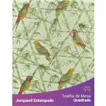 Toalha de Mesa Quadrada em Tecido Jacquard Estampado Floral Papagaio Verde