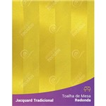 Toalha de Mesa Redonda em Tecido Jacquard Amarelo Ouro Listrado Tradicional