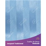 Toalha de Mesa Redonda em Tecido Jacquard Azul Piscina Listrado Tradicional