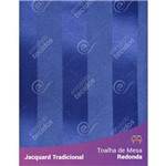 Toalha de Mesa Redonda em Tecido Jacquard Azul Royal Listrado Tradicional