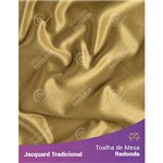 Toalha de Mesa Redonda em Tecido Jacquard Dourado e Preto Liso Tradicional