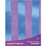 Toalha de Mesa Retangular em Tecido Jacquard Azul Frozen e Rosa Listrado Tradicional