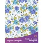 Toalha de Mesa Retangular em Tecido Jacquard Estampado Floral Violeta