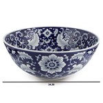 Travessa Porcelana Jantar de Luxo Floral Azul Decorada Bc97725