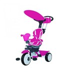 Triciclo Infantil com Empurrador Assento Estofado Comfort Top Rosa Xalingo Brinquedos Rosa