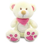 Urso de Pelúcia com Babador Xadrez na Caixa - Rosa - Unik Toys