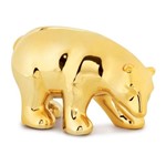 Urso Decorativo Dourado em Cerâmica Grande 8583 Mart