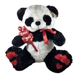 Urso Panda de Pelúcia Grande 51cm com Trio de Almofada Coração
