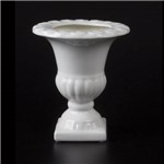 Vaso Branco em Cerâmica para Arranjos Naturais ou Permanentes 18 Cm por 15,5 Cm de Diâmetro