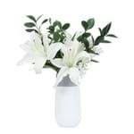 Vaso Cerâmica com Flores Brancas