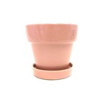 Vaso Cerâmica com Prato Rosa