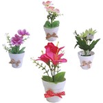 Vaso com Flor Artificial de Plastico Redondo 15x6 5cm