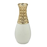 Vaso de Ceramica 25cm Branco e Dourado Concepts Life