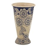 Vaso de Ceramica Bege com Flores 32cm Espressione