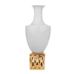 Vaso de Ceramica Branco com Base Dourada 37cm Concepts Life