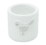 Vaso de Cerâmica Branco Embossed Bird Pequeno Urban