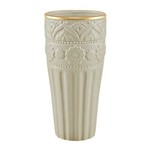 Vaso de Cerâmica - Cinza com Detalhes de Flores - Médio 25cm