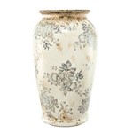 Vaso de Cerâmica com Desenhos de Flores - Grande