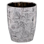 Vaso de Ceramica com Flores Prata 21cm Espressione