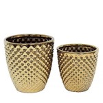 Vaso de Cerâmica Dourado - 2 Peças