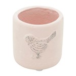 Vaso de Cerâmica Rosa Embossed Bird Pequeno Urban